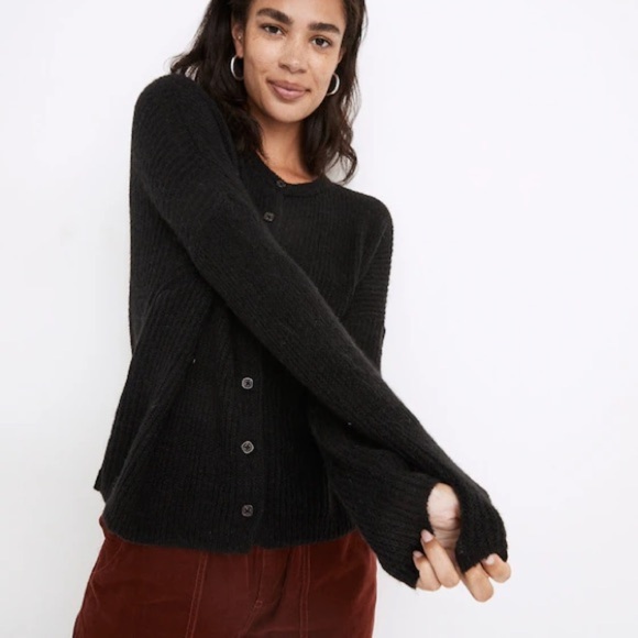 Madewell Bellaire Alpaca-Blend Cardigan – Black, Size M - Picture 2 of 8